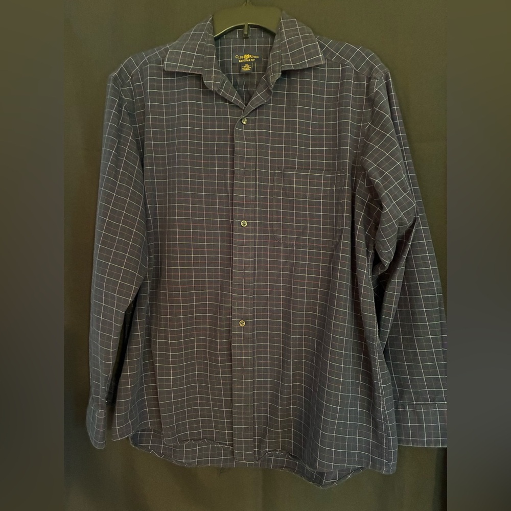 Club Room Black Multicolored Button Down Men’s Shirt. Size 16 (34/35).